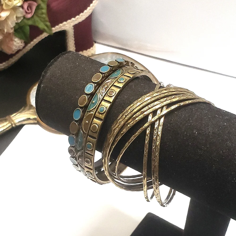 Purple & Blue Enamel Bronze Bangle Bracelet Set of 4 Premier Designs